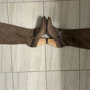 Brown Suede Knee-High Boots